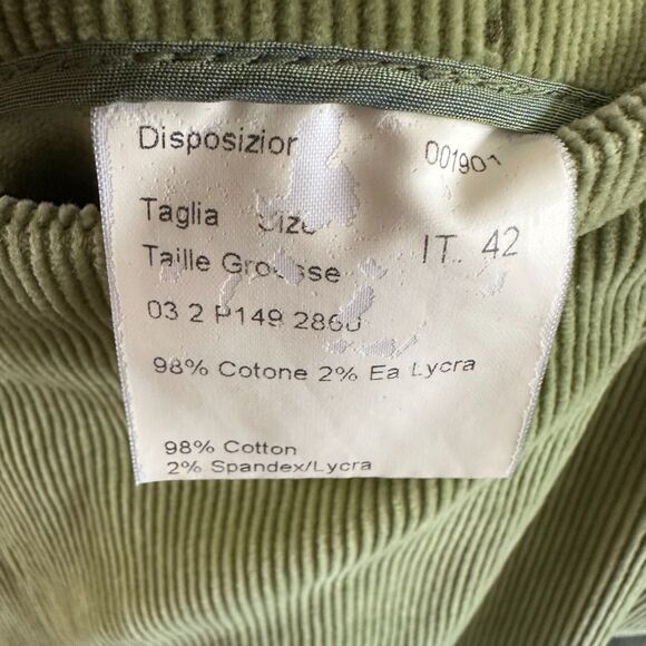 Piazza Sempione Womens Green Corduroy Wide Leg Cotton Pants IT 42 US 8 Medium - Picture 5 of 8